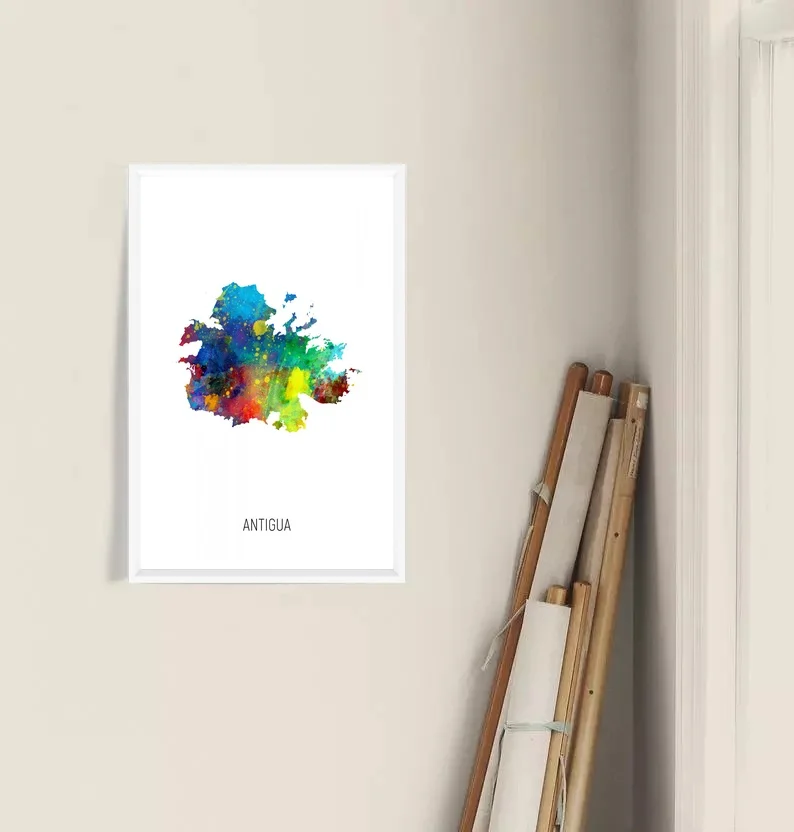 P&oacute;ster en lienzo con estampado art&iacute;stico de mapa antiguo, acuarela-0