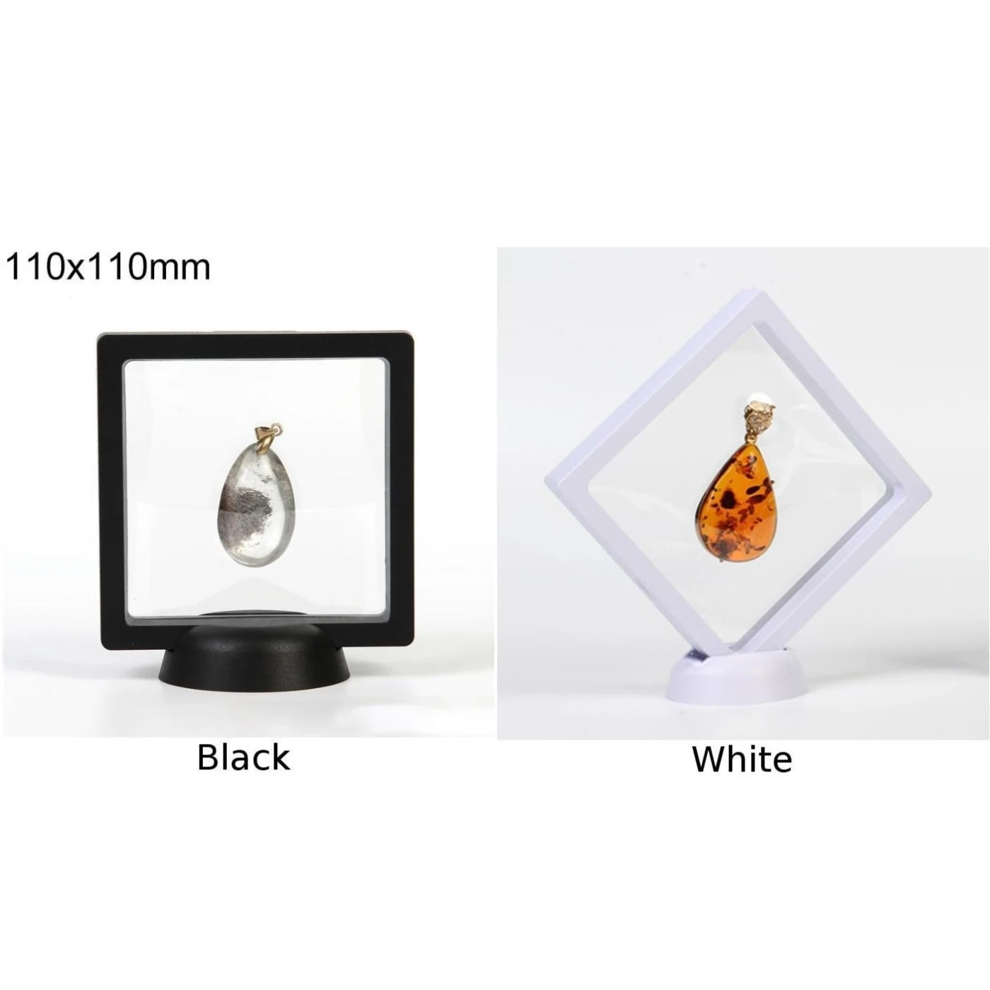 

3D Suspension Display Box Floating Jewelry Display Holder Transparent Necklace Storage Box Frame Shadow Boxwith base
