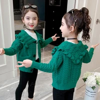 girls knitted cardigan autumn and winter clothes 2 10 years old twist braid childrens sweater coat girl style sweater cotton
