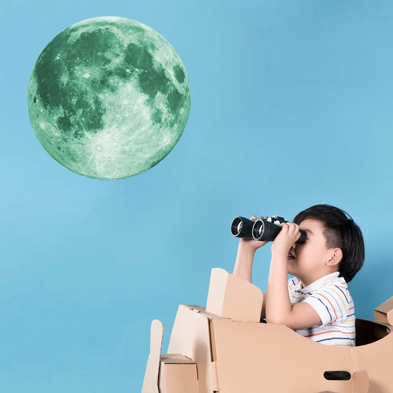 Светящиеся флуоресцентные наклейки на стену La Luna grande 3D Луна съемное ночное видение фотолампа светится в темноте Настенный декор