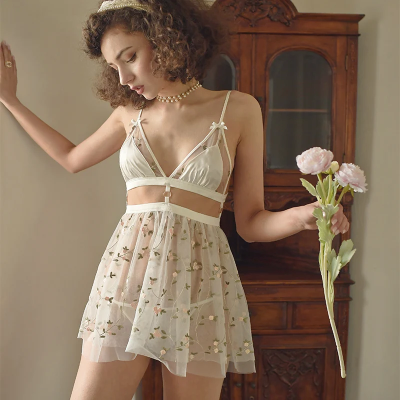 Прозрачное Сетчатое газовое нижнее белье с вышивкой для спящей куклы платье