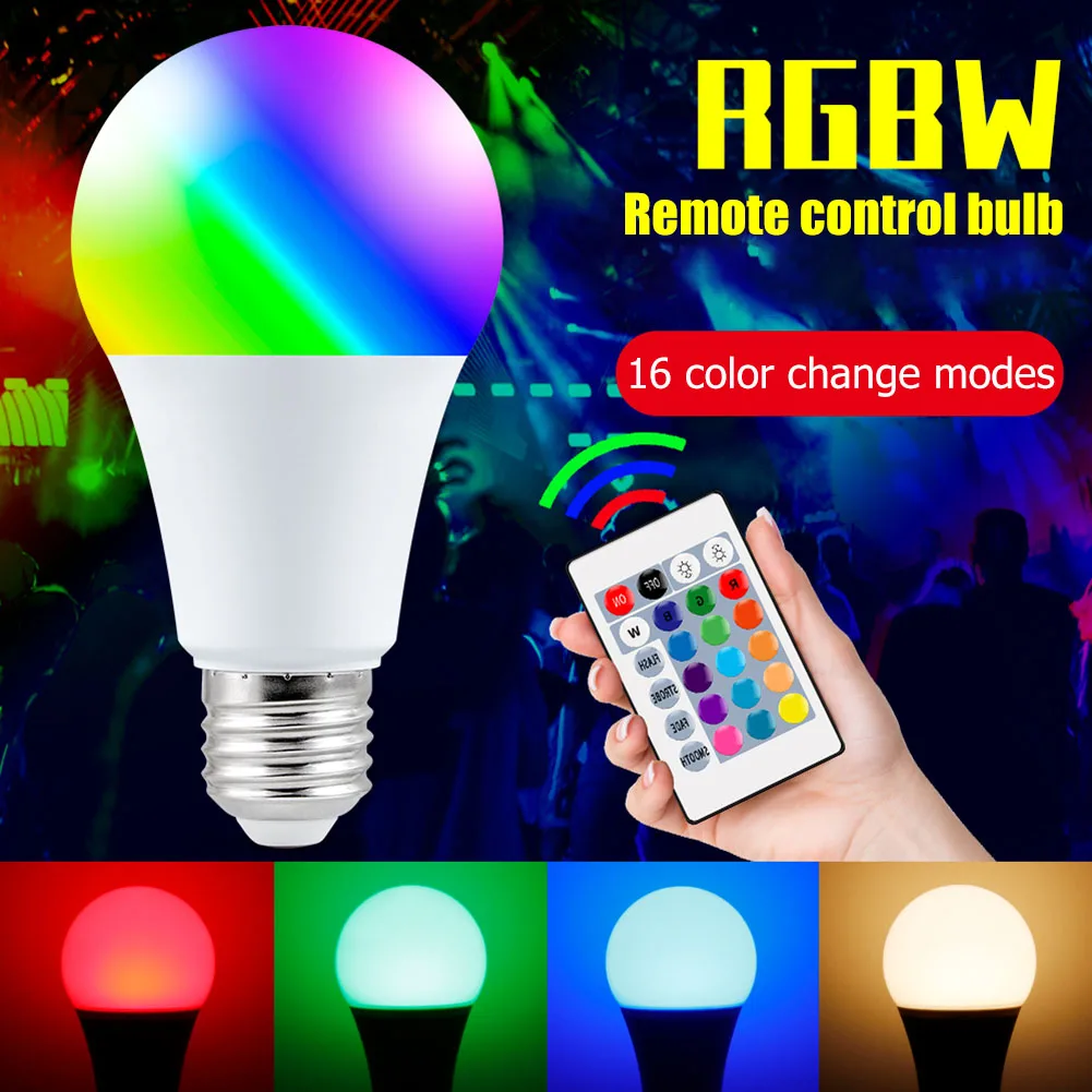 

E26/E27 WiFi Smart Light Bulb LED RGB 16 Colors Dimmable Atmosphere Light Home Party Remote Control Colorful Smart Lamp Dropship