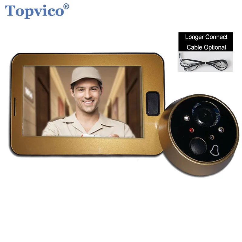 

HOT Video Peephole Doorbell Camera 4.3" Color Screen with 2m Length Cable Digital Ring Door Eye Electronic Door Bell Viewer