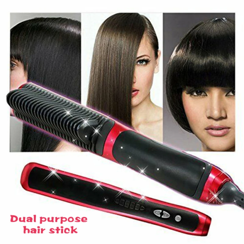 

Multifunctional Hair Straightener Beard Instant Styling Hot Comb Curling and Straightening Brush for Women Man DropShipping