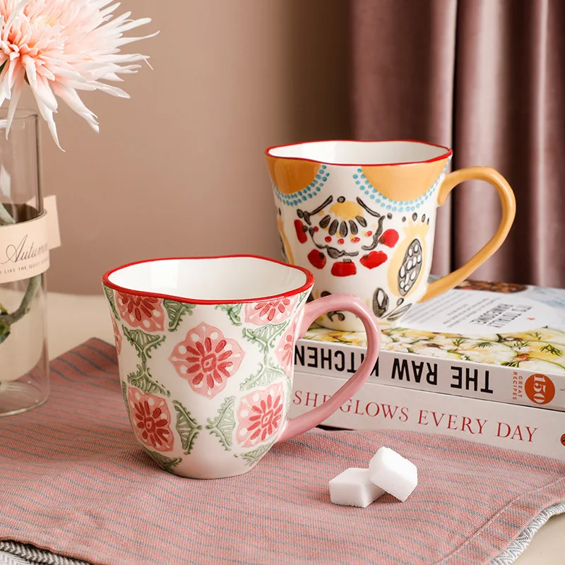 

Hand-Held Creative Ceramic Mug Hand-Painted Creative French Personality Retro Breakfast Mug Cereal Mug Milk Mug