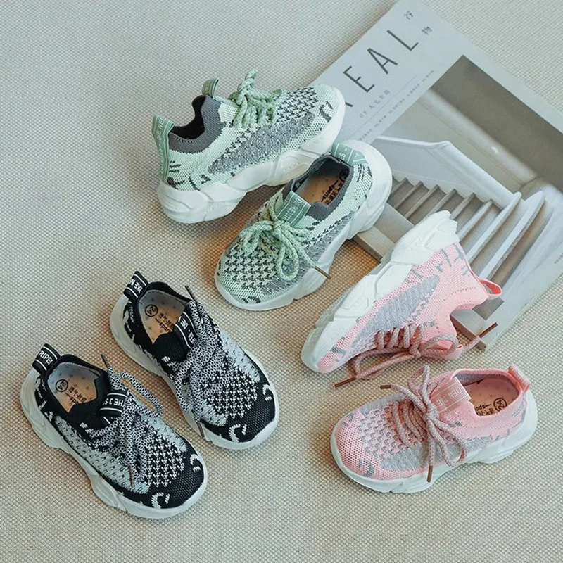 

Children Shoes Kids Breathable Knit Running Sneakers Boys Girls School Casual Sneakers 2021 Spring Autumn Baby Mesh Sports Shoes