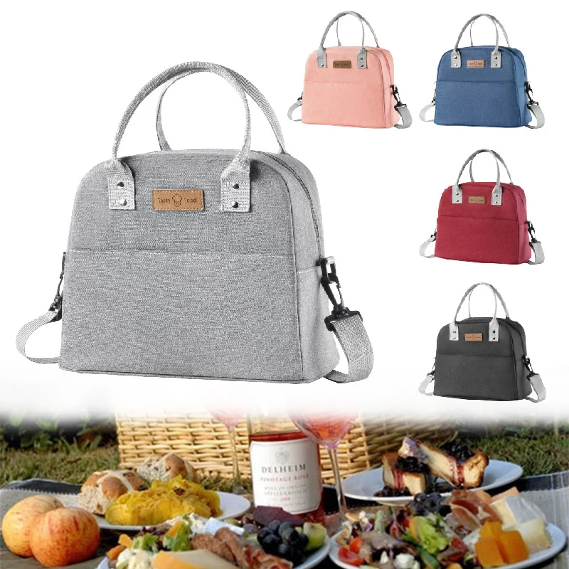 

Portable Cooler Lunch Box Insulated Canvas Picnic Bag Outdoor Ice Bag Portable Meal Handbag Oxford Cloth Food Picnic Lunch Bags