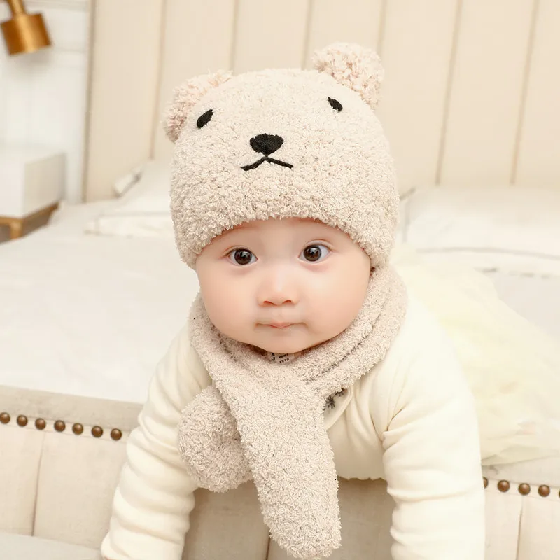 

Cute Kid Girl Boy Baby Infant Winter Warm Crochet Knit Hat Beanie Cap+Scarf Solid Set