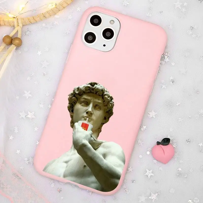 

Great Art Aesthetic David Mona Lisa Phone Case Candy Color for iPhone 11 12 mini pro XS MAX 8 7 6 6S Plus X SE 2020 XR