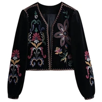 elmsk jacket women 2022 spring fashion elegant jackets england style vintage totems embroidery velvet tops coat women tops