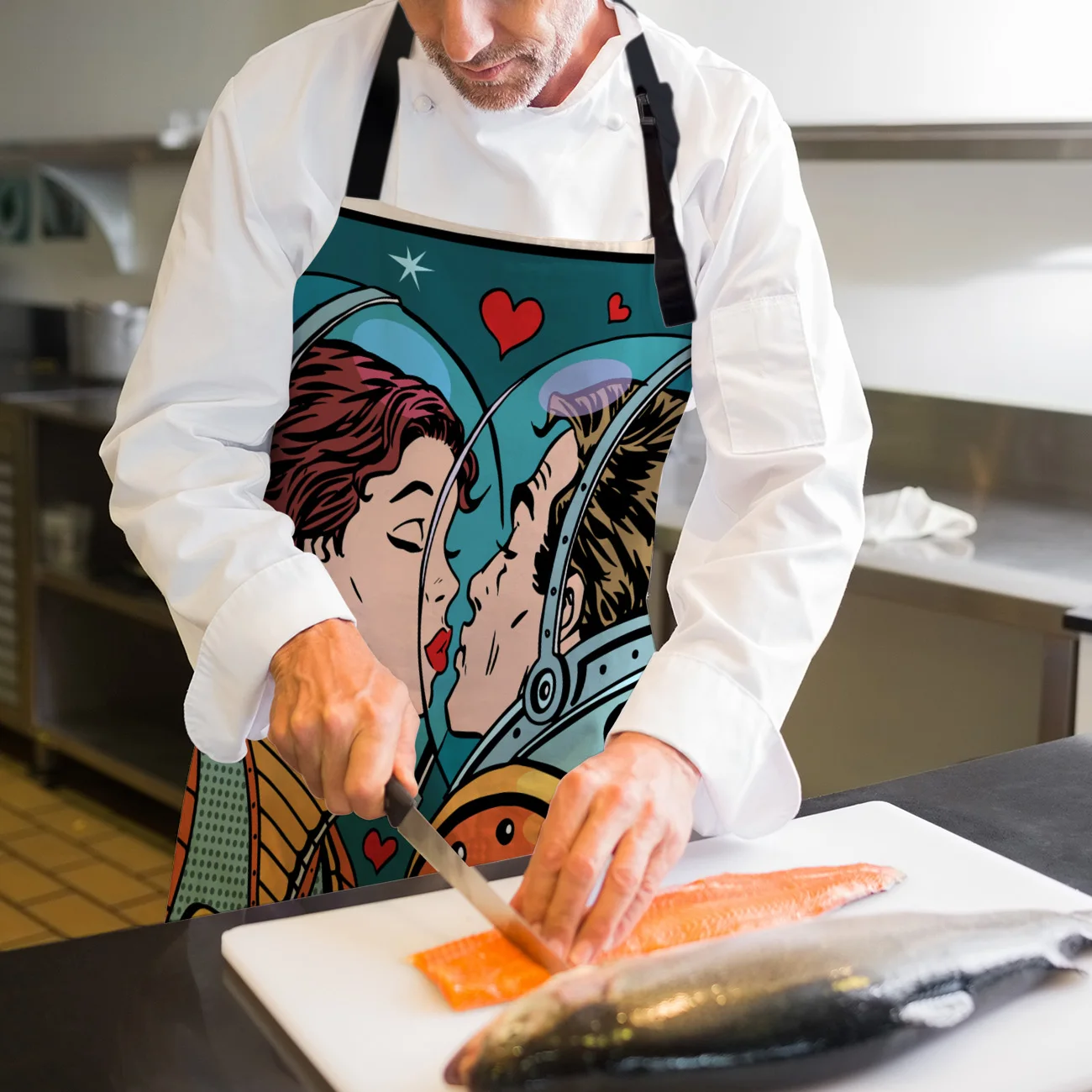 Астронавт целующаяся парочка Кухонный Фартук с узором Для женщин Взрослый