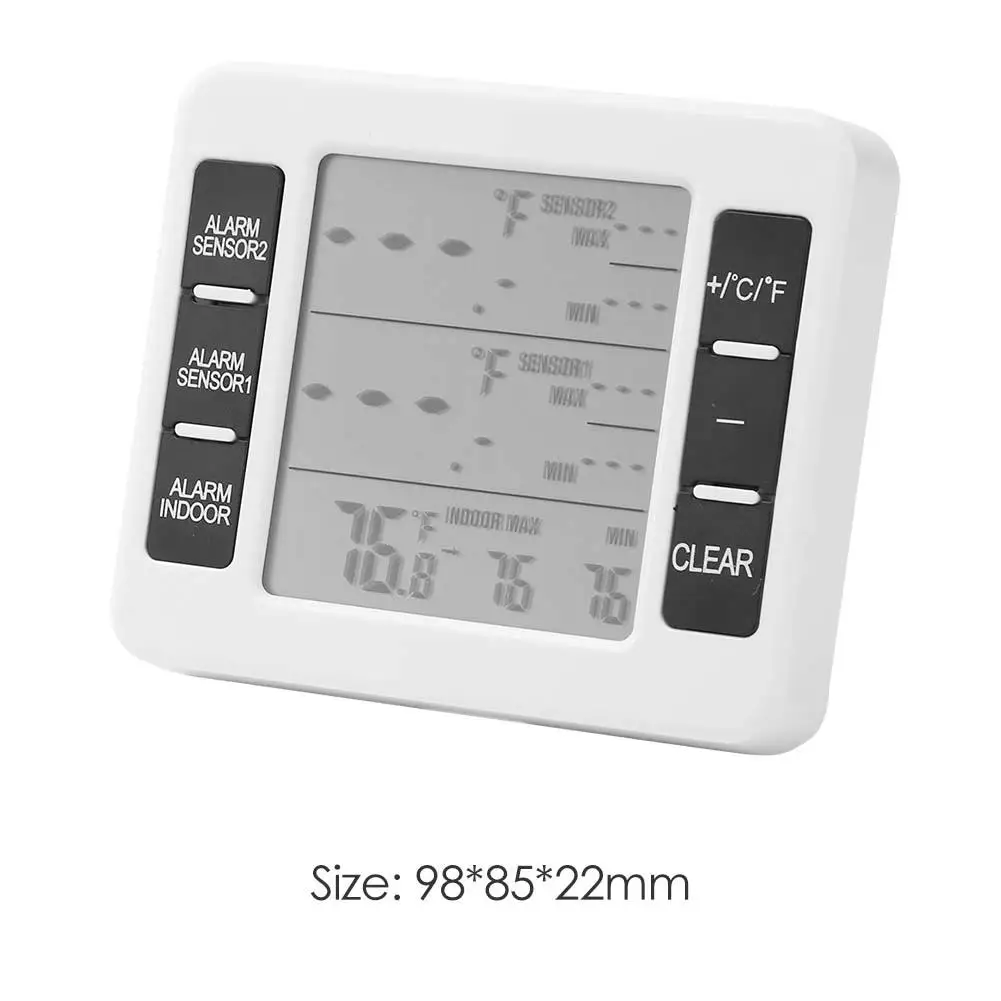 Wireless Digital Audible Alarm Refrigerator Thermometer Cold Storage with 2pcs Sensor For Indoor & Outdoor |