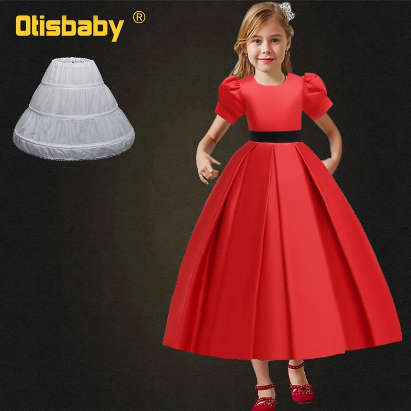 Red Изысканные платья с пышными рукавами для подростков 12, 13, 14 лет, элегантные платья для причастия для девочек, красивое выпускное платье - Цвет: Red