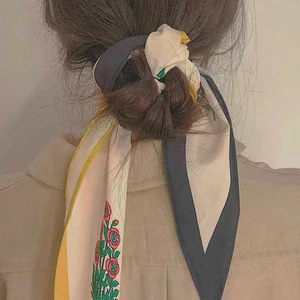 Женский шифоновый шарф Luna  Dolphin, весенний винтажный шарф с цветочным принтом, желтый, серый, 110x35 см