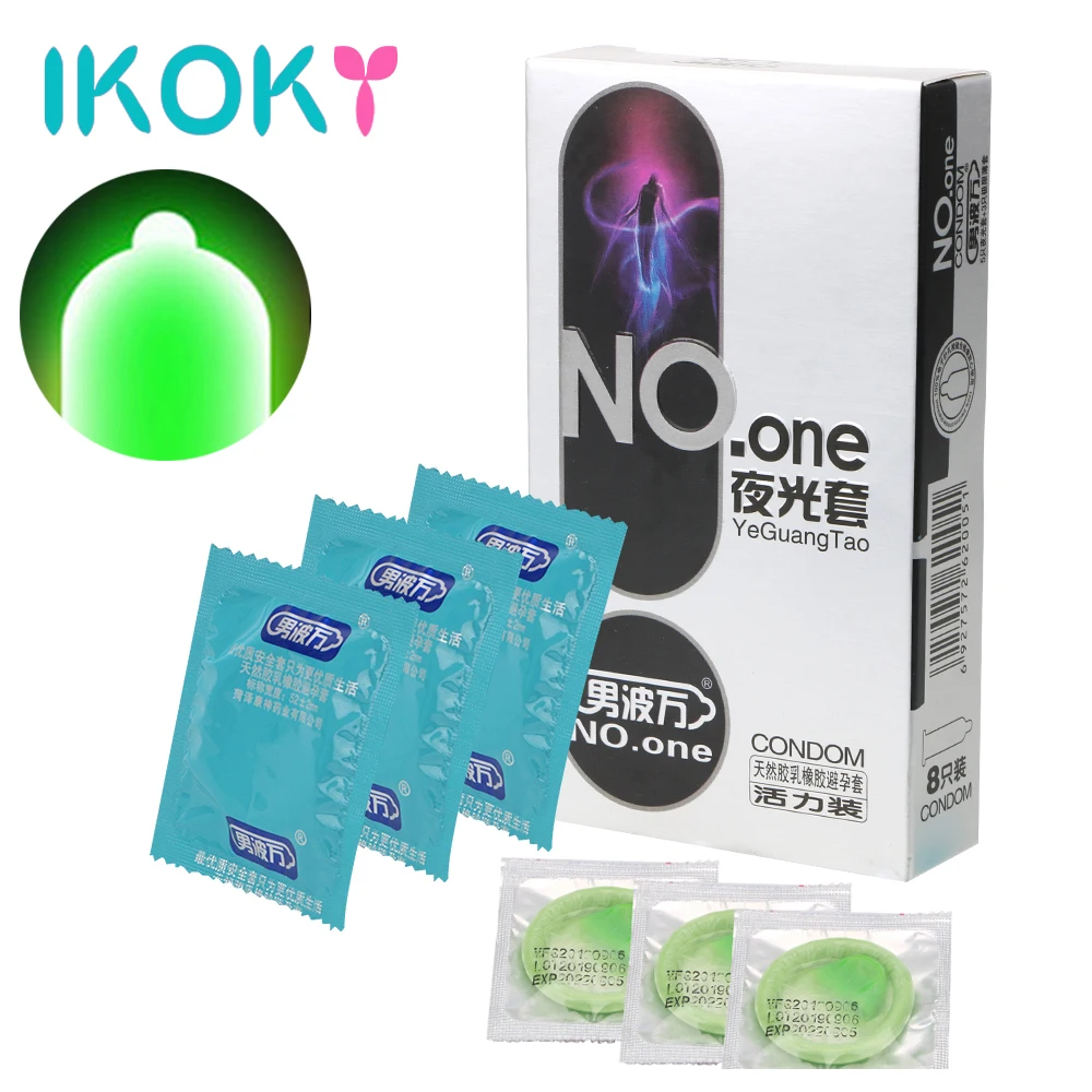 8 шт латексные презервативы Светящиеся в темноте ультра тонкие смазанные пенис
