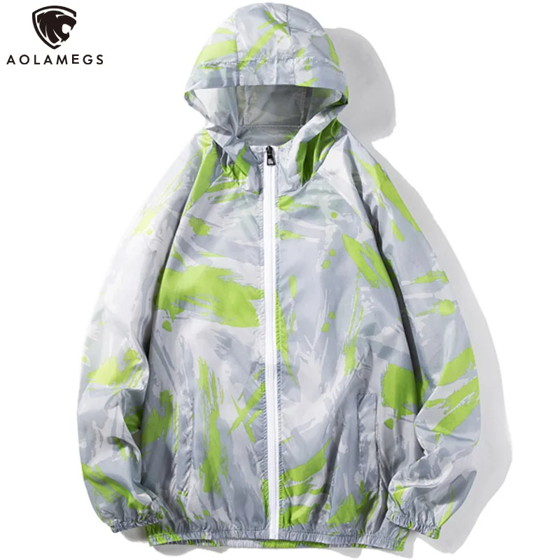 

Aolamegs Sports Baseball Jackets Men Sun Protection Graffiti Harajuku Varsity Jacket Women Windbreaker Summer Casual Coat Couple
