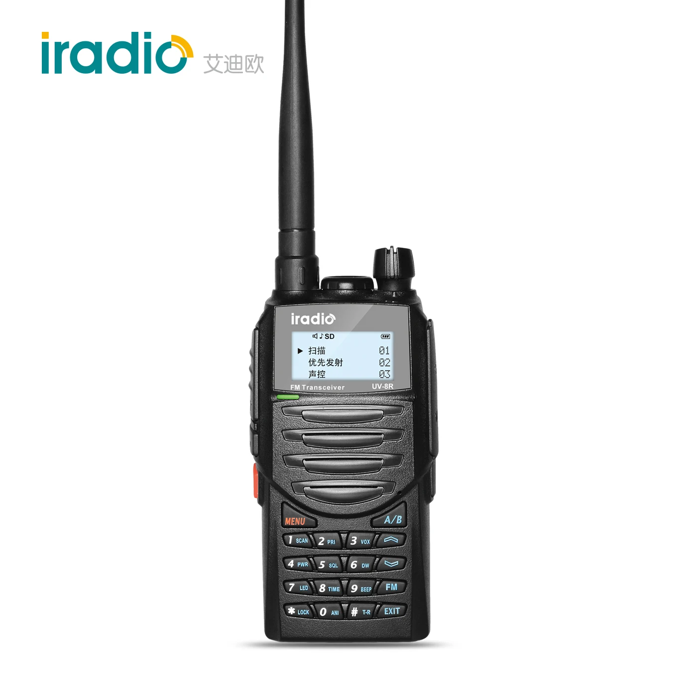 Hot sell IRADIO UV-8R UV UHF and VHF two way radio with 256CH walkie talkie 500 miles