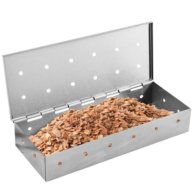 

Smoking Box for Grilling Barbecue Wood Chips On Gas Grill Charcoal Grill