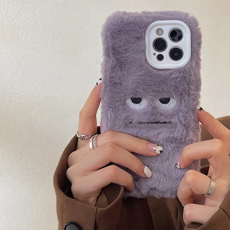 Корейский милый забавный меховой пушистый чехол для телефона iphone 13 12 11 Pro MAX Mini X XS