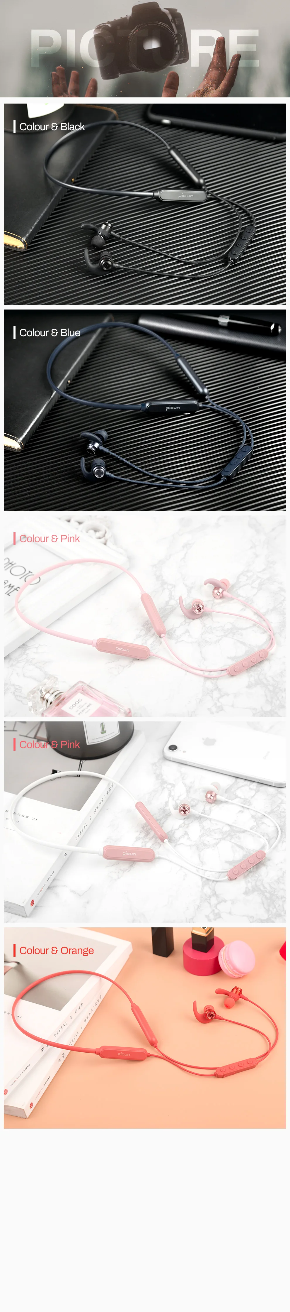 Picun H18X Bluetooth наушники IPX7 водонепроницаемый, для занятий спортом, для пробежки беспроводная гарнитура Магнитный дизайн шейные наушники fone de ouvido