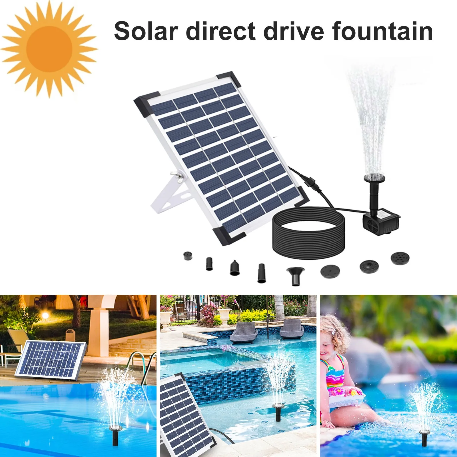 

Solar Power Panel Water Pumps Outdoor Swimming Pool Beach Garden Decoration Solar Water Jet Pumps Outdoor Garden Fountains