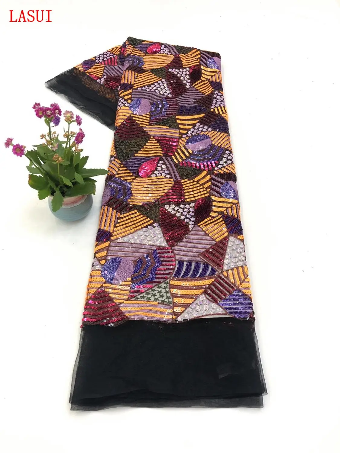 1 ярд ярких творческих блесток вышивка кружевная ткань для платьев костюмов