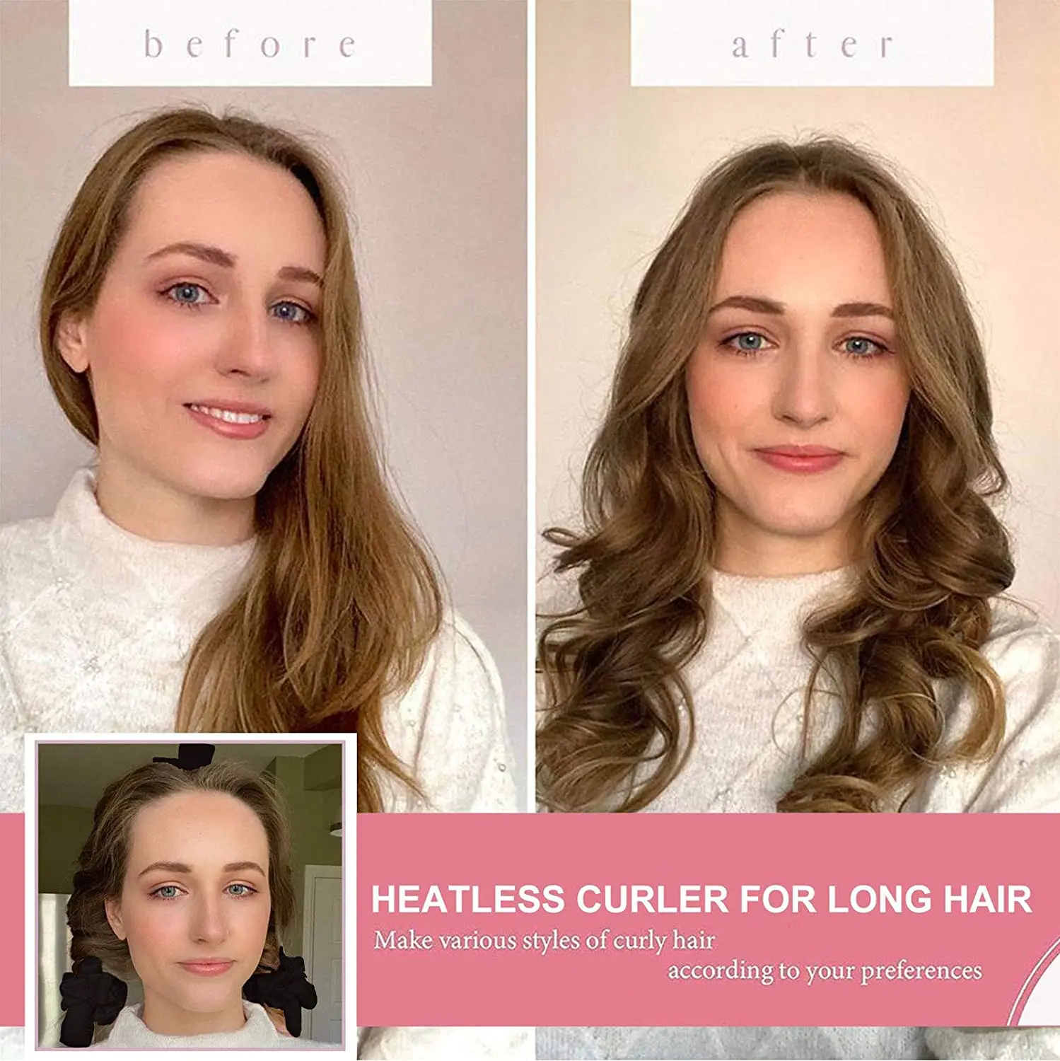 Heatless щипцы стержень повязка на голову не нагревается локоны ленты бигуди мягкий