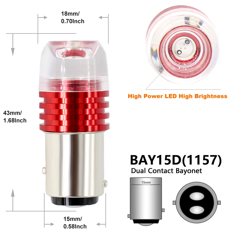 100x стробоскосветильник ческая вспышка 1157 Led BAY15D P21/5W стоп-сигнал мигающий свет