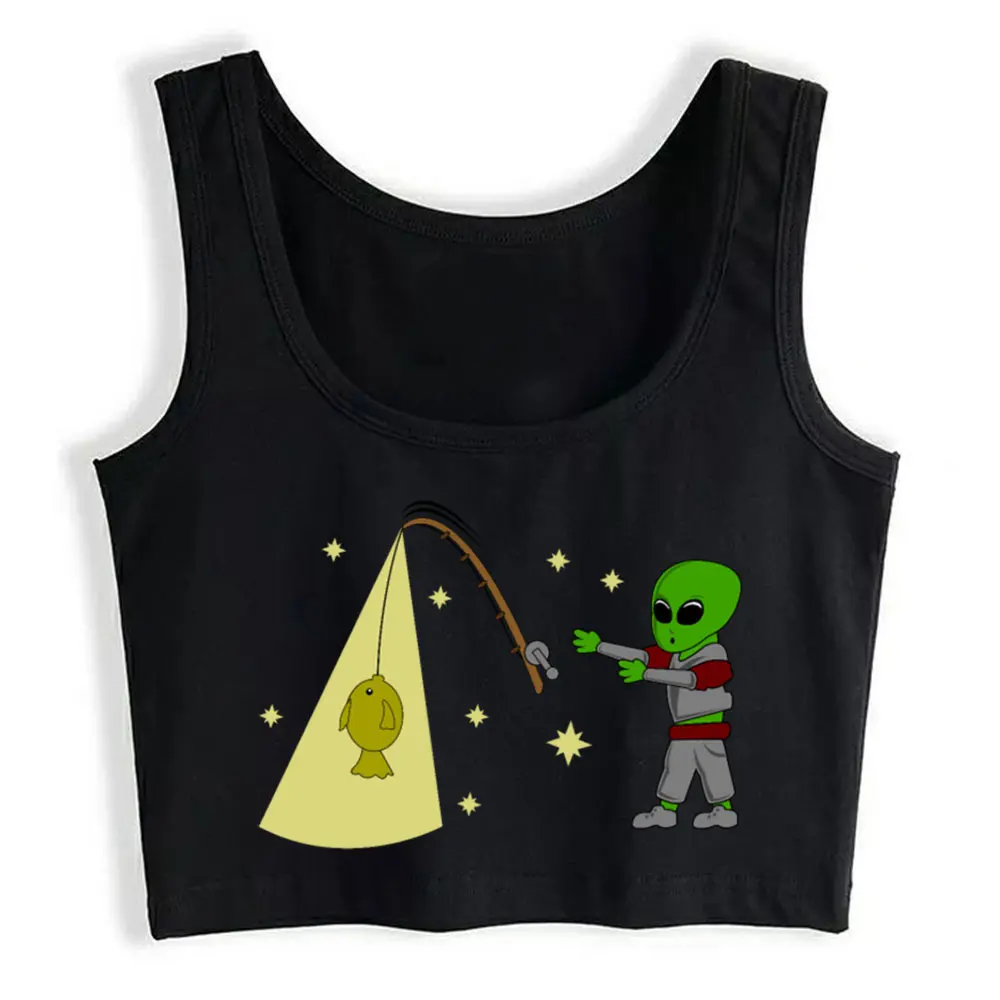

Crop Top Sport Alien Deep Sea Fishing Casual Black Custom Tank Top Women