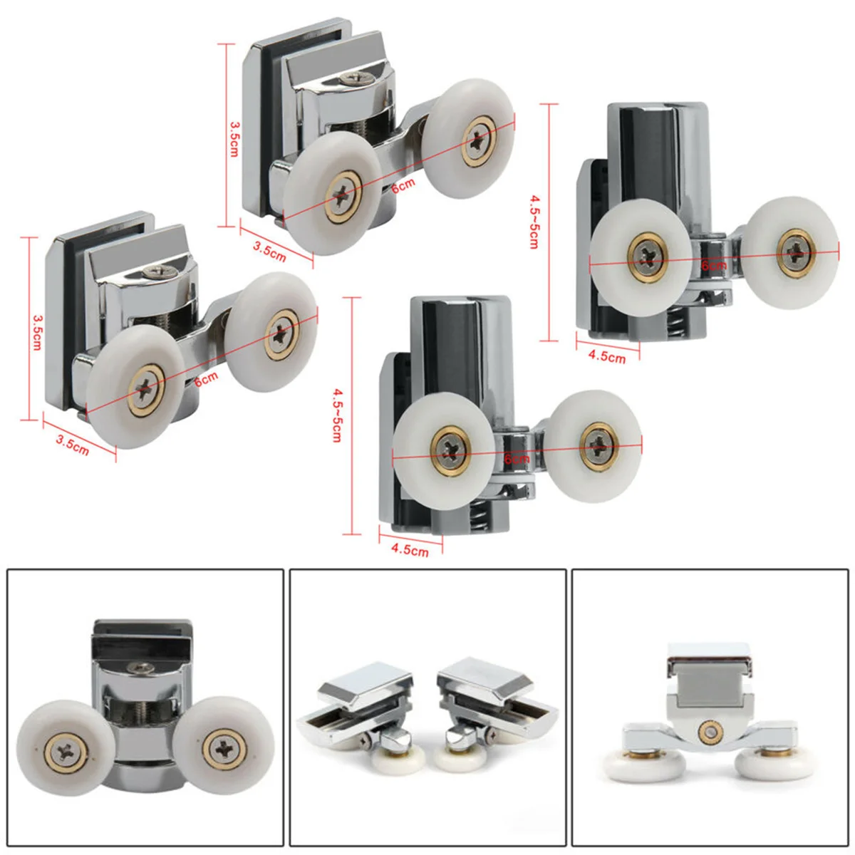 

Wheels 23mm Dia (6mm Glass) Door Rollers Bottom&Top Tool Set Of 4 Runners roller wheel runner/pulleys/rollers/wheels Tool Parts