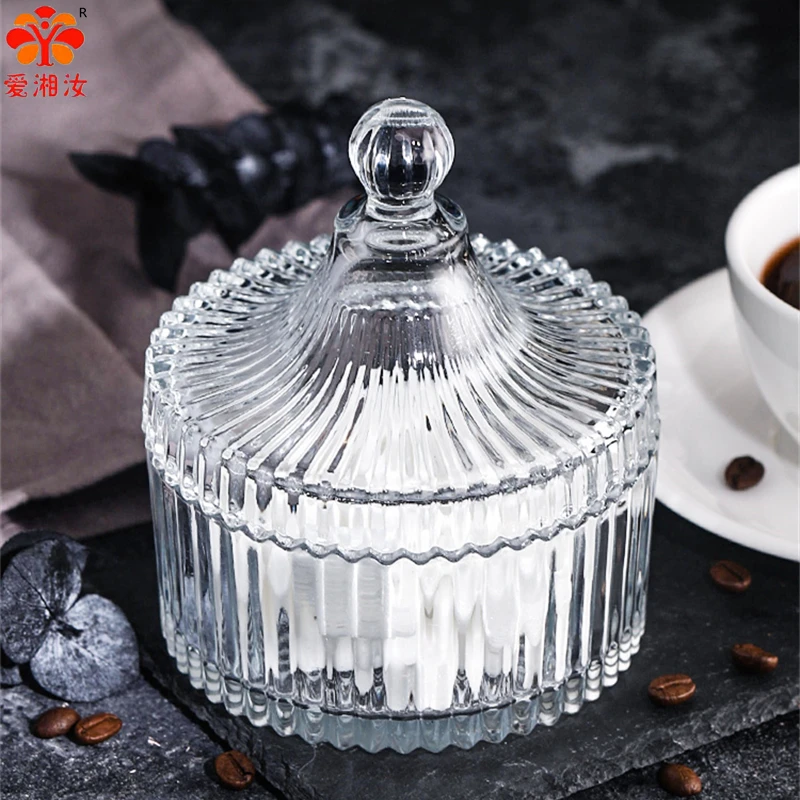 

Aixiangru European Style Retro Coffee/Sugar Cube Simple Glass Sugar Bowl INS Posing Storage, Storage Pot Dried Fruit Cup