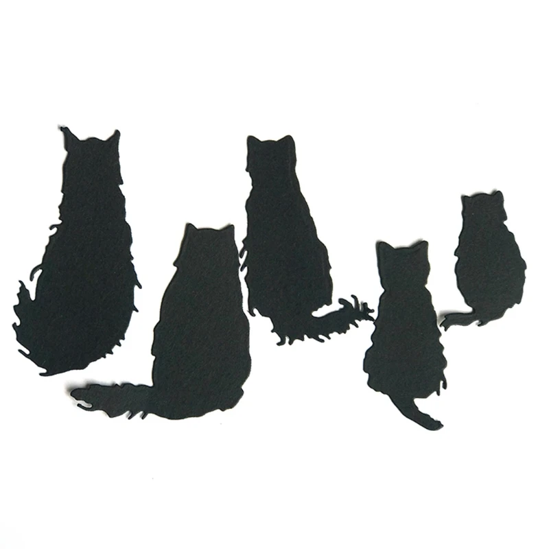 

Back View of 5 Cats Shaped Embossing Tool Decorative Die Cuts for Card Making Scrapbooking DIY Etched Craft Dies Supplies