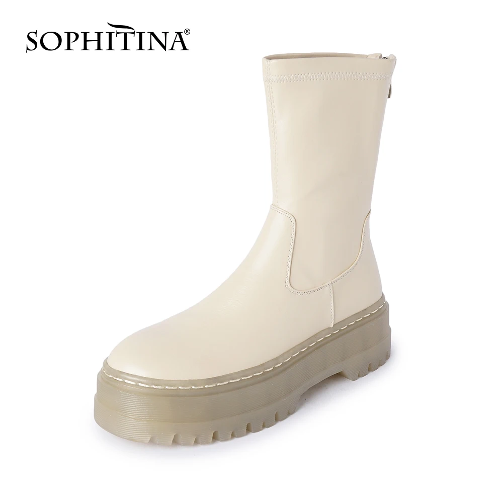 

Ботильоны женские из натуральной кожи, на молнии, на плоской платформе