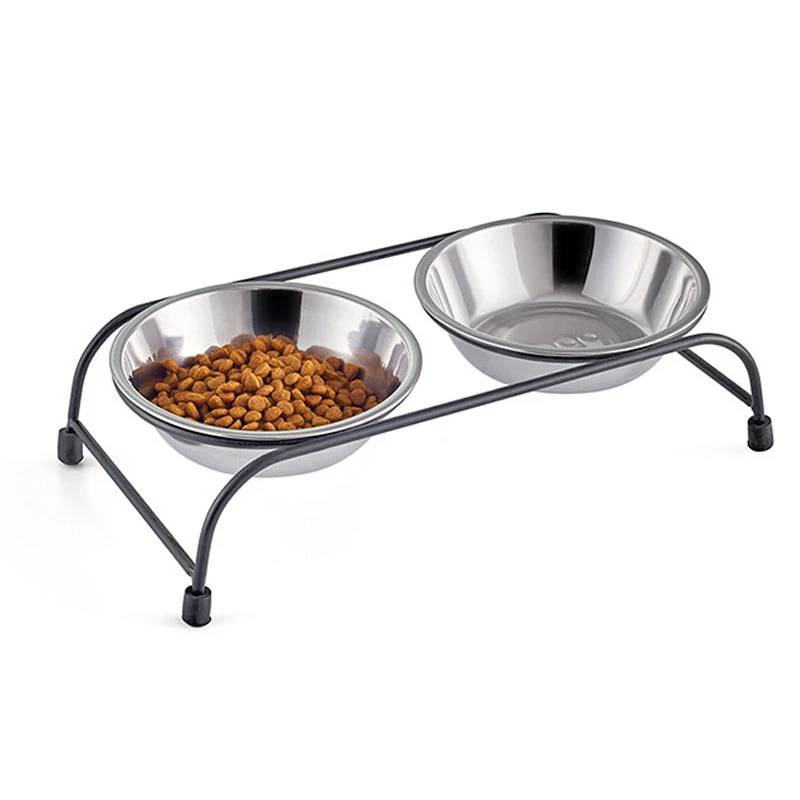 Двойная керамическая Нескользящая миска из нержавеющей стали для кормления