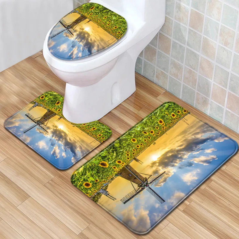 

Натуральный пейзаж, ковер для ванной комнаты, ковер для ванной, ковер для туалета, рандомный коврик для ванной, коврик для ванной, набор ковр...