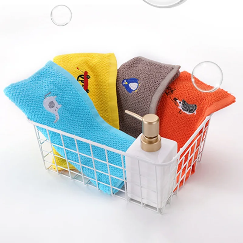 Хлопковое мягкое детское полотенце для лица милое мультяшное вышитое домашнее