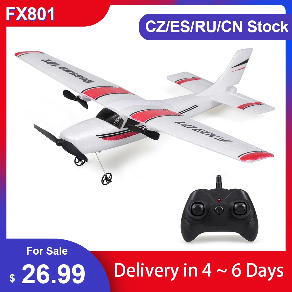 Начинающие электрические самолеты FX801 самолет Cessna 182 2 4 GHz 2CH радиоуправляемый