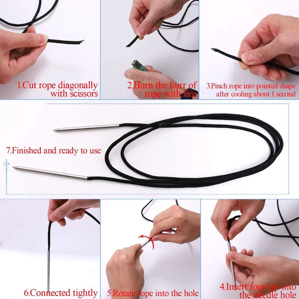 

9 PCS Stainless Steel Needle Set Paracord Stainless Steel Lace Stitches Paracord Smoothing Tools Umbrella Rope Needle Set