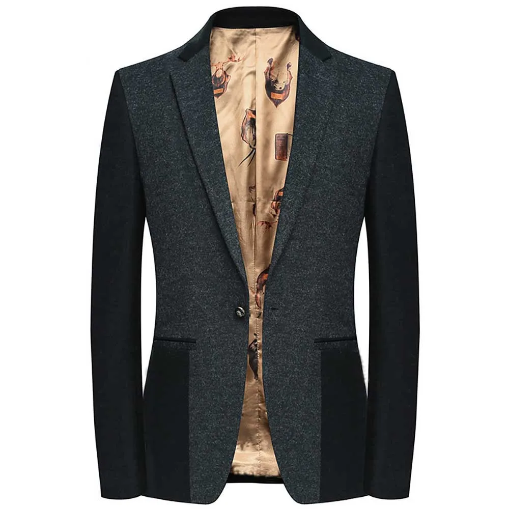 

Fashion Premium Wool Suit Blazer Men Casual Blazers Deep Gray Banquet Office Wedding Blazer Korean Man Clothing
