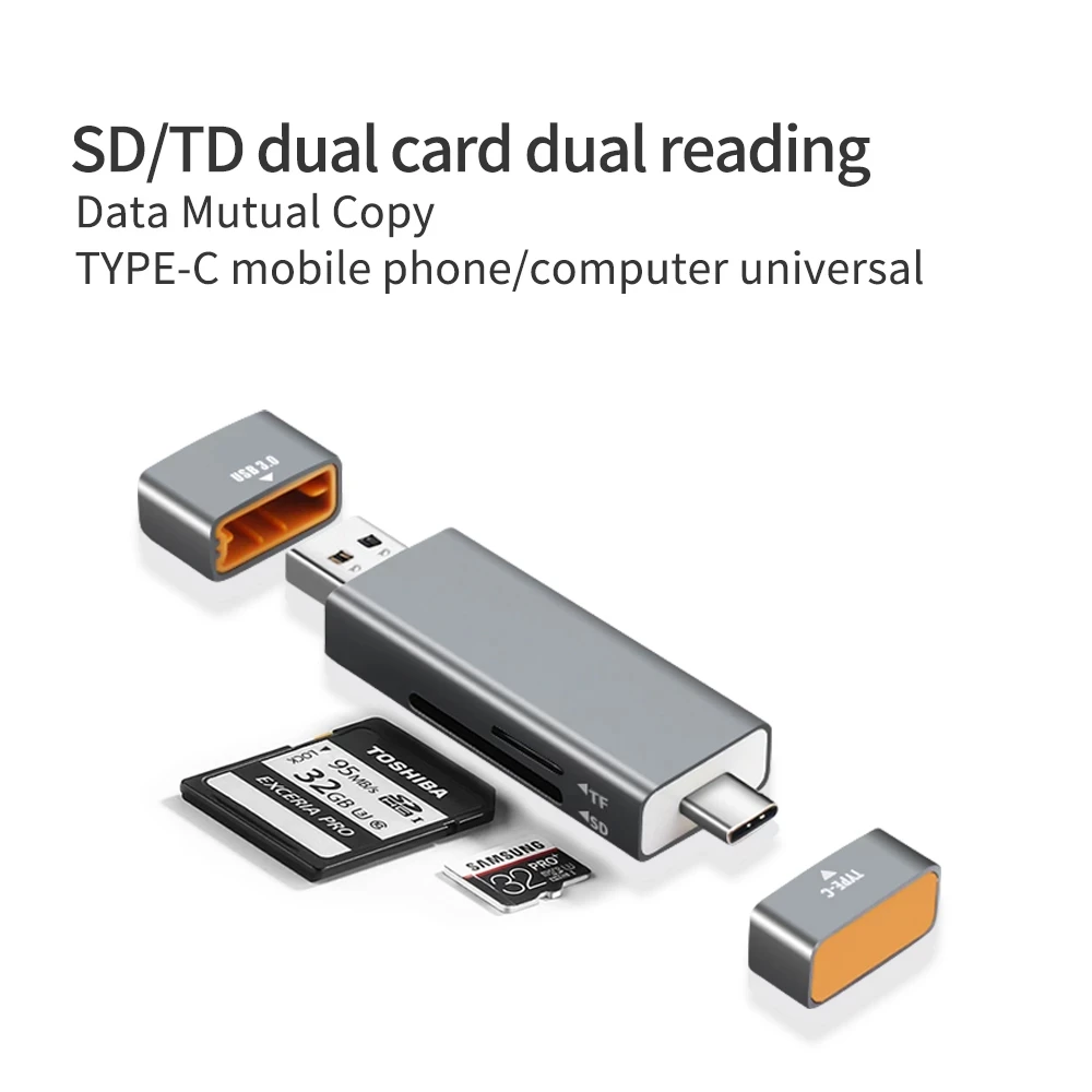 

Быстрая зарядка высокая скорость USB3.0 2 in1 кард-ридер Тип C SD/Флеш-карты памяти TF адаптер для ПК ноутбук мобильный телефон