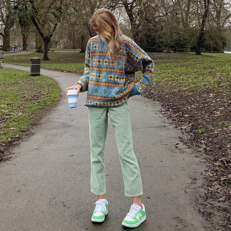

y2k Women's Sweater Casual Winter 2021 Plaid Women O Neck Pullovers Knitwear Long Sleeve Oversized Sweater Jumpers