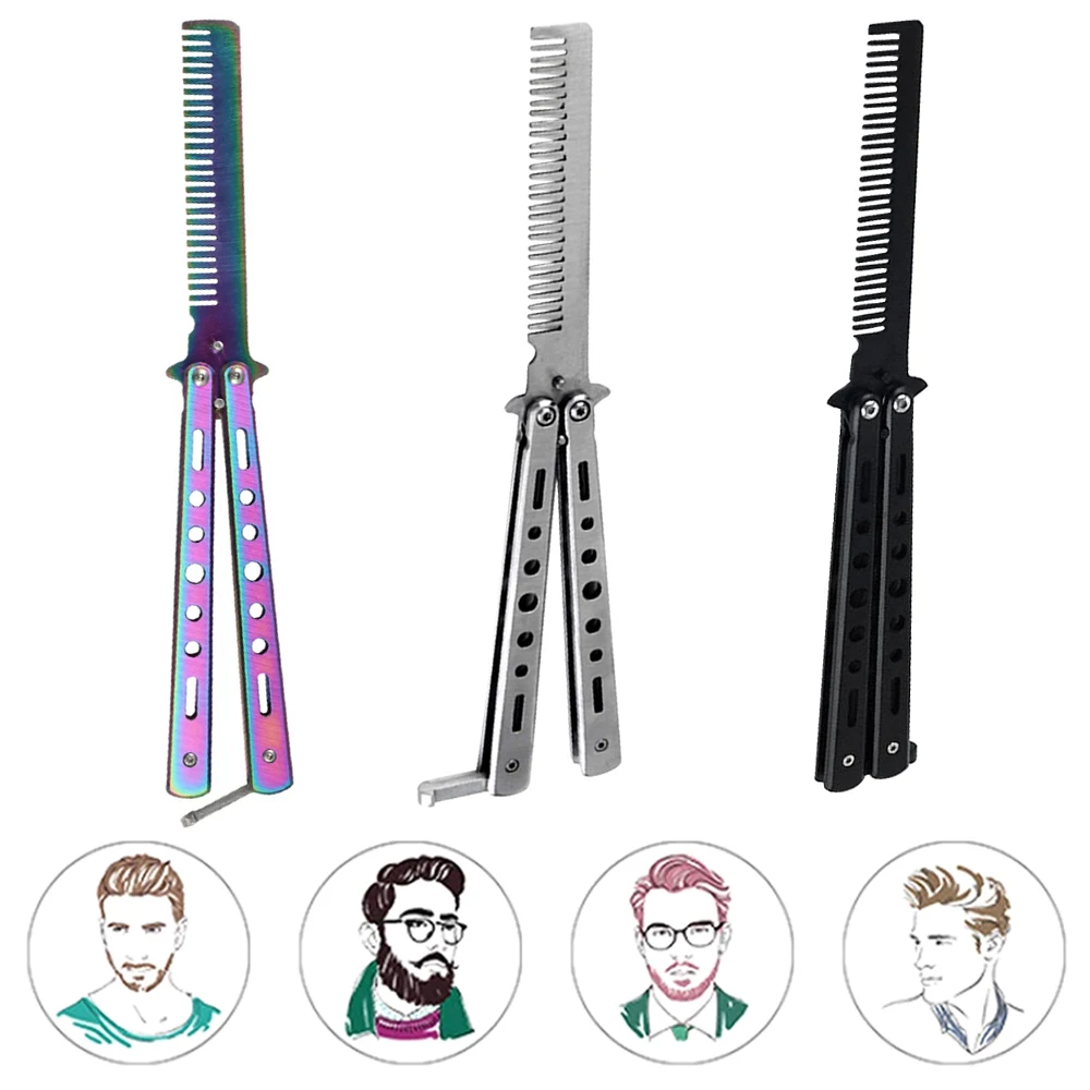 Нож бабочка Складная расческа из нержавеющей стали тренировочные щетки для