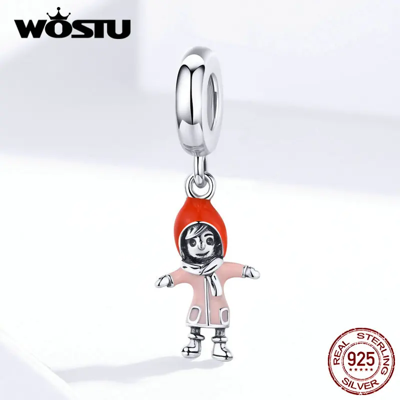 WOSTU, 925 пробы, серебряные, для катания на лыжах, для мальчиков и обнимающих, подвески для девушки, бусины, подходят к оригинальному браслету, подвеска, ювелирные изделия дружбы CQC1352