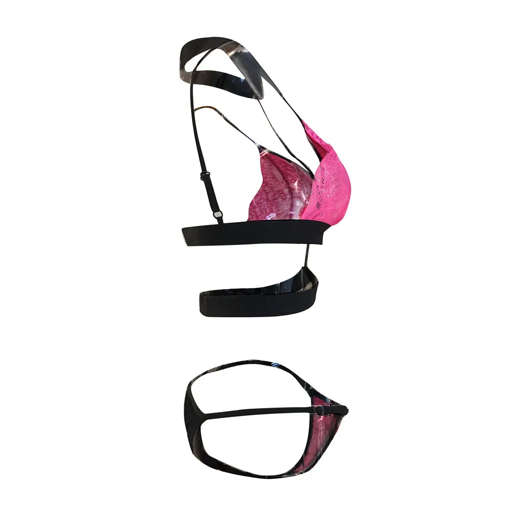 

Sexy Exotic Sets Female Transparent Lace Bandage Halter Bra Brief Sets Women Lingerie Porno