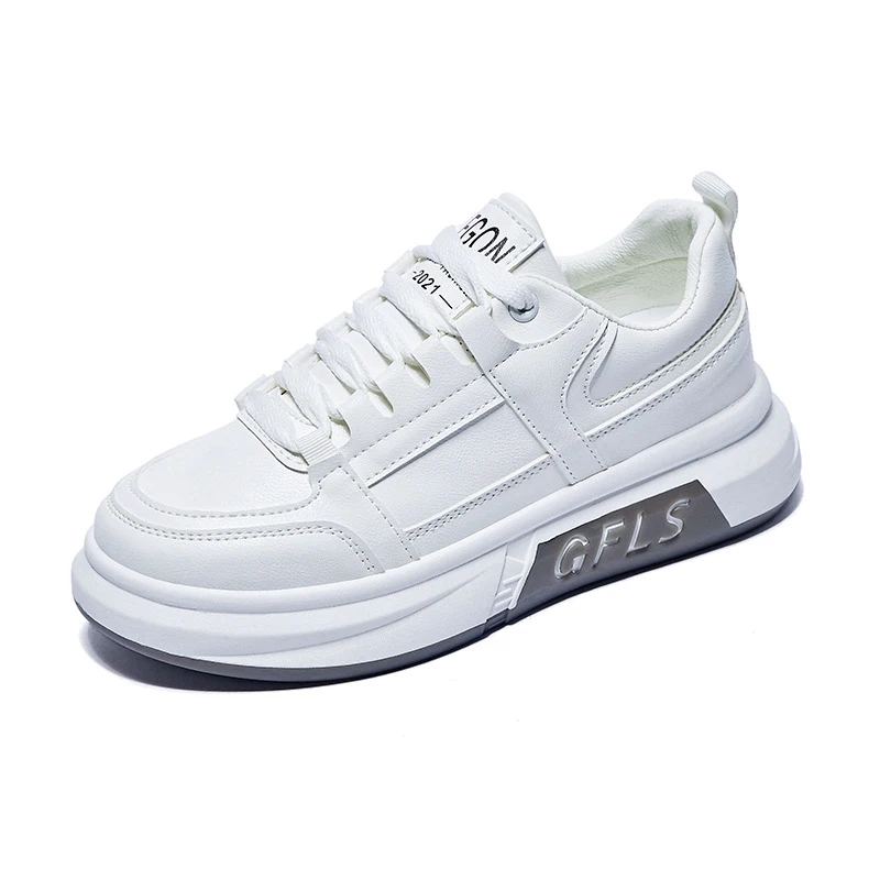 

2021 women sneaker Autumn leather comfortable walking casual shoe womens platform sneaker with thick soft sole outdoor trainers