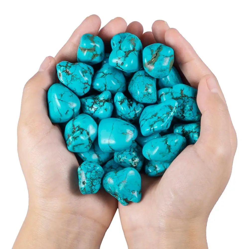 TUMBEELLUWA 0.5lb (230g)Green Howlite Turquoise Irregular Stone Polishing Stone Reiki Stone Artificial Decoration