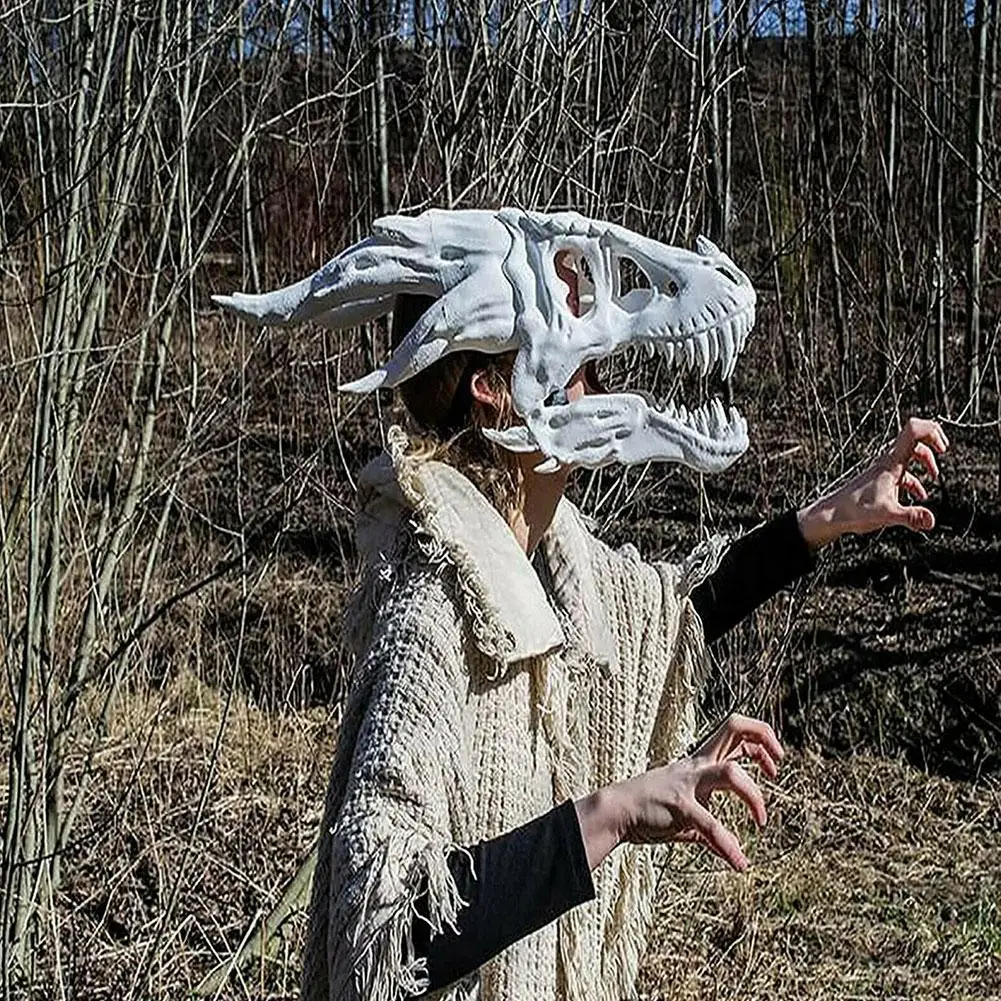 New Dragon Mask Movable Jaw Dino Moving Dinosaur Decor For Halloween Party Cosplay Decoration | Тематическая одежда и