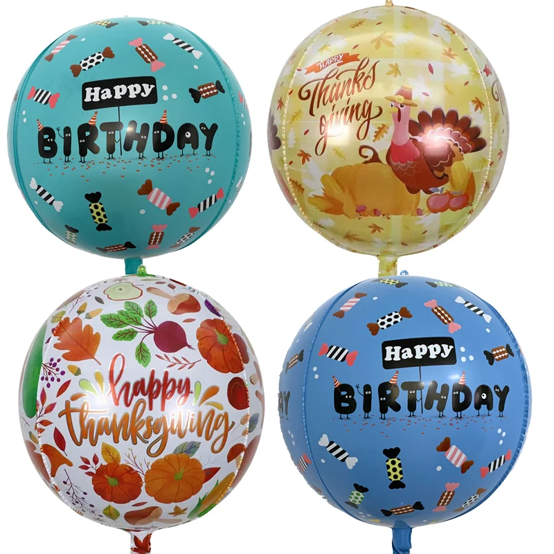

10pcs /lot 22inch 4D Happy birthday Thanksgiving Foil Balloons Balloon Party Decorations Globos New Year Decor