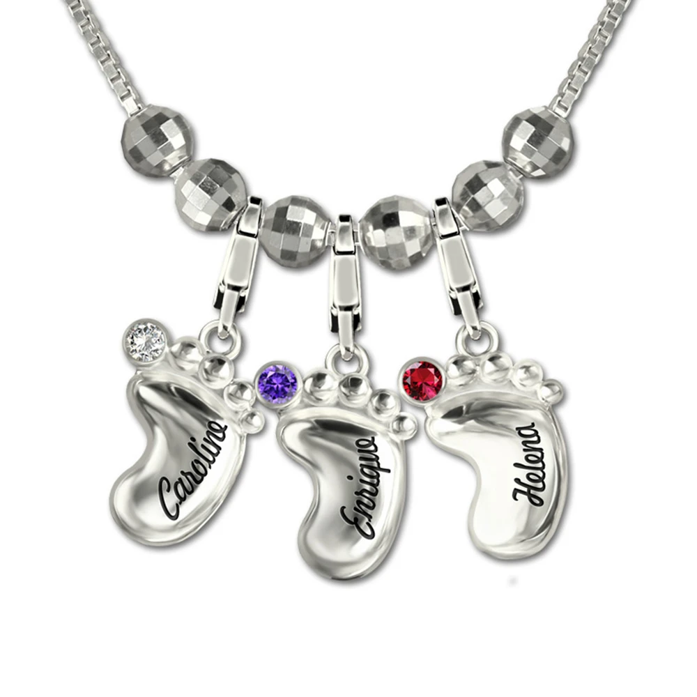 

Uonney Wholesale Personalized Mother's Day Gift Name Necklace With Birthstones Engraved Gifts For Women Mom Jewelry