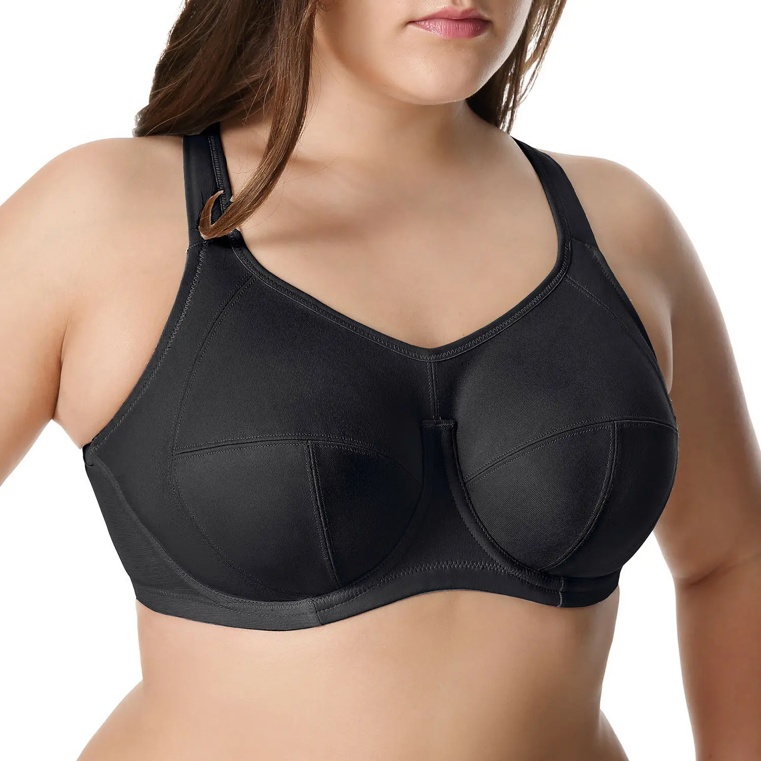 Womens High Impact Sports Bra Full Coverage Non Padded Underwire X-Back Support Bounce Control Active Bras 36 38 40 42 C D DD E